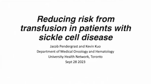 Reducing risk from transfusion in patients with sickle cell disease -indications for transfusion/avoidance of transfusion and alternatives to transfusion