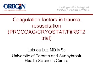 Coagulation factors in trauma resuscitation (PROCOAG/CRYOSTAT/FiiRST2 trial)