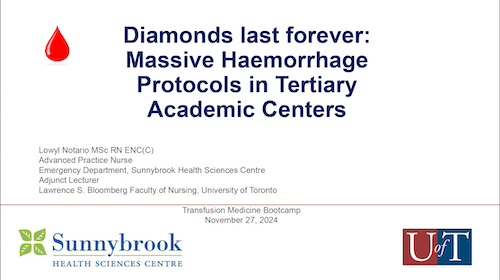 Diamonds last forever: Massive Haemorrhage Protocols in Tertiary Academic Centers