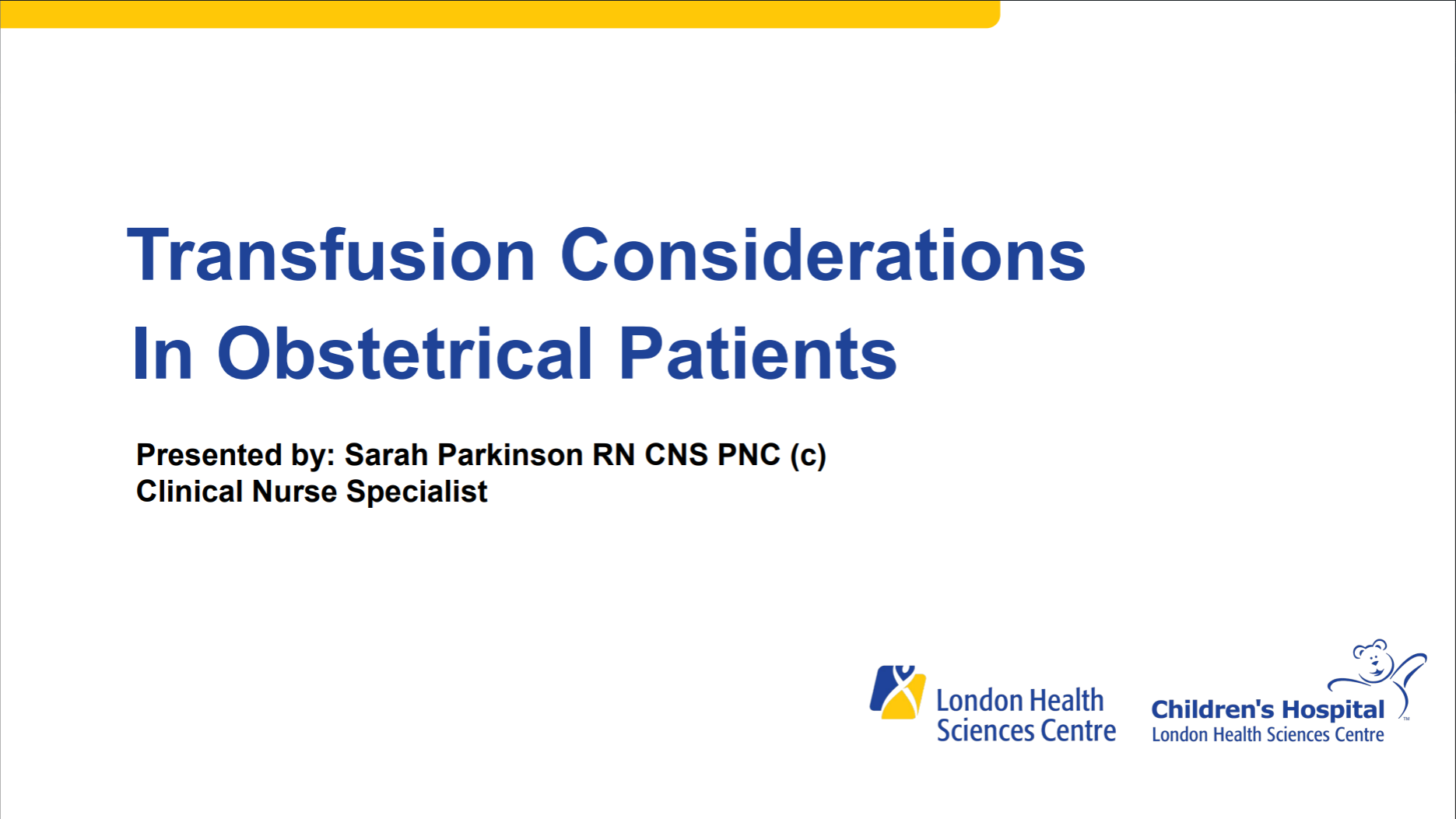 Transfusion Considerations for Obstetrical Patients